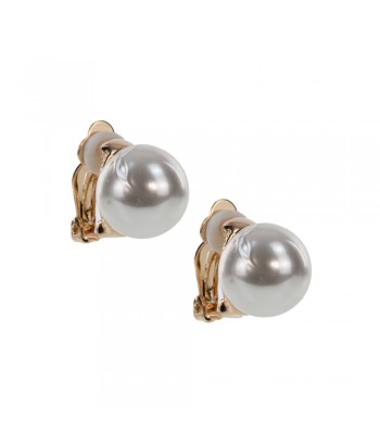 Clip Earrings With Pearl Pattern 1cm 01495-370 White - 1