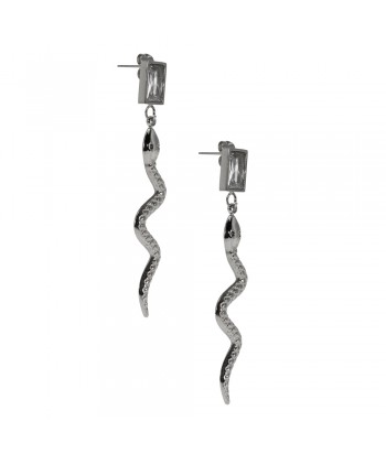 Σκουλαρίκια Ατσάλι Με Σχέδιο Φίδι 2209036 Ασημί