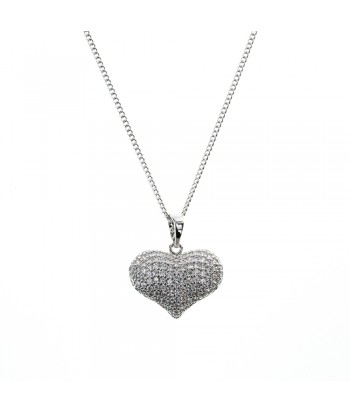 Steel Chain Necklace With Heart Pattern With Strass 270650 Silver - 1