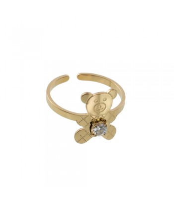 Γυναικείο Δακτυλίδι Με Σχέδιο Αρκουδάκι Με Strass 2306763 Χρυσό