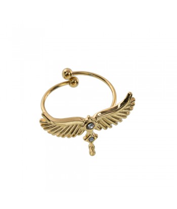 Γυναικείο Δακτυλίδι Με Σχέδιο Φτερά Με Strass 2305249 Χρυσό