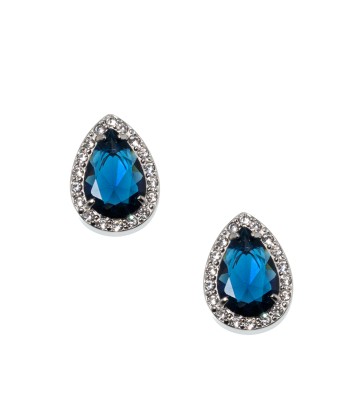 Abbey Earrings With Stone & Strass Design 55-0345 Blue-Silver - 1