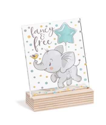 Christening Favor Wooden Base With Plexi Frame Elephant 0496201 - 1