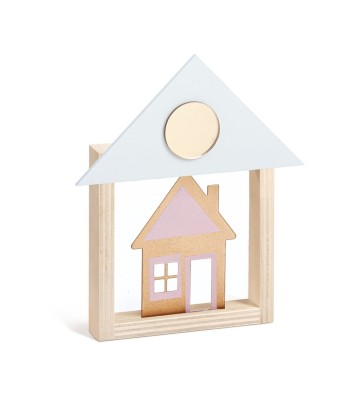 Christening Favor Wooden Frame with Plexiglass House PM18171 - 1