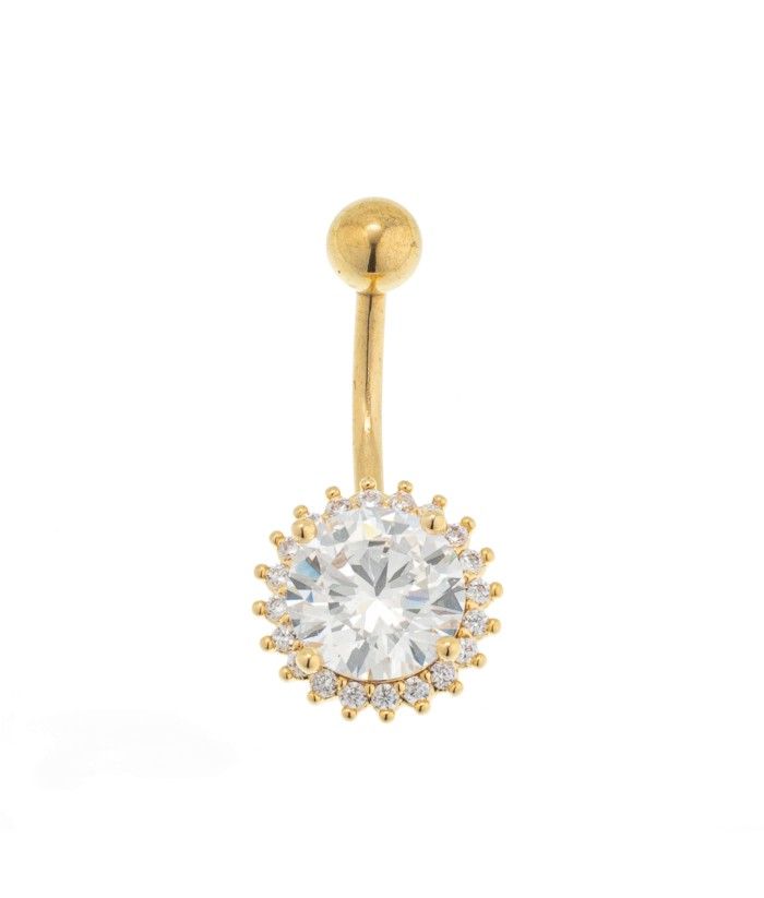 Steel Belly Button Earring With Strass 2404181 Gold - 1
