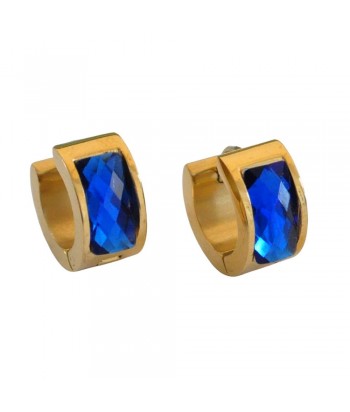 Σκουλαρίκια Κρίκοι Με Strass 810384-49 Χρυσό/Μπλε
