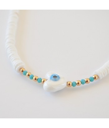 Handmade Necklace With Eye Pattern 01492-556 White - 3