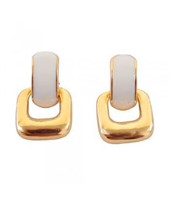 Σκουλαρίκια Από Ατσάλι Με Σχέδιο 01495-292 Λευκό/Χρυσό
