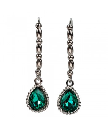 Earrings With Design Stones 2208320 Silver/Green - 1