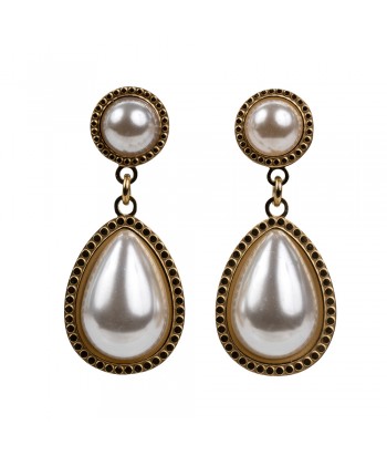 Steel Earrings With Pearl Pattern 2206057 Gold/White - 1