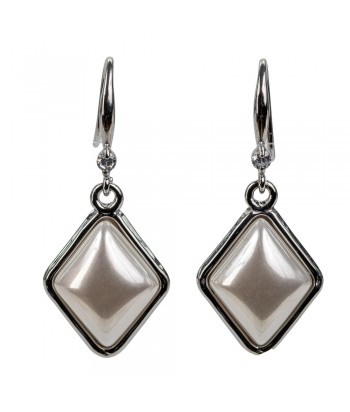 Steel Earrings With Pearl Pattern 2207082 Silver/White - 1