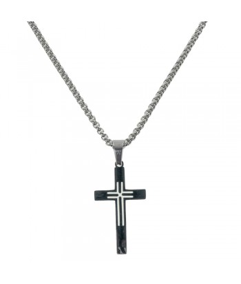 Steel Necklace With Cross Design 2302091 Black - 1