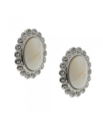Clip Earrings Steel With Pearl Pattern 2302181 Silver - 1