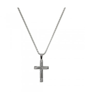 Steel Necklace With Cross Design 2302115 Silver - 1